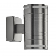 Metro LED 2Lt Outdoor Wall Light - Satin Silver & Glass