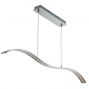 4Lt LED Curved Pendant - Satin Silver & Frosted Glass