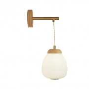 Ella Table Lamp - wood with opal ribbed glass shade