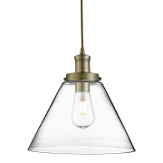 Pyramid Pendant - Antique Brass & Clear Glass Shade