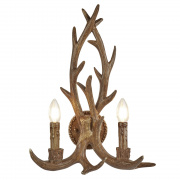 Stag 2Lt Wall Light - Brown Wood Finish Resin