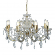 Marie Therese 5Lt Pendant - Polished Brass & Clear Crystal