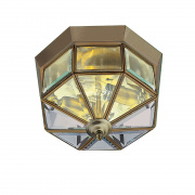 Pisa 2Lt Flush -Antique Brass & Clear Bevelled Glass