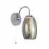 WAVE TEARDROP LED WALL LIGHT WITH PULL SWITCH,  CRUSHED ICE EFFECT SHADE, CHROME