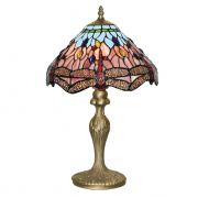 Dragonfly Table Lamp - Antique Brass & Stained Glass