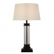 Pedestal Floor Lamp - Clear Glass, Satin Silver, White Shade