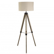 Easel Floor Lamp - Brown Wood Base & Linen Shade