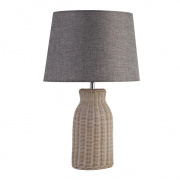 Waverley Table Lamp- Wood & Satin Silver Base & Fabric Shade