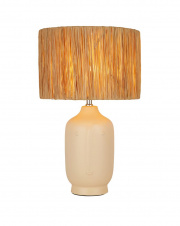 x Lido Table Lamp - White Bamboo with Grey Shade