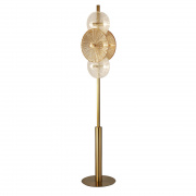 Wagon Wheel 6Lt Floor Lamp -  Bronze, Clear & Amber Glass