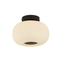 Lumina  Flush  - Black Metal & Opal Ribbed Glass - 10271-1BK 10271-1BK