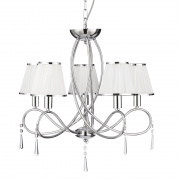 Angelique 5Lt Pendant - Chrome, Glass & White Shades