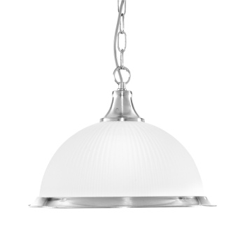 Svietidlá Searchlight - American Diner Pendant - Silver & Acid Glass | KÓD: 1044