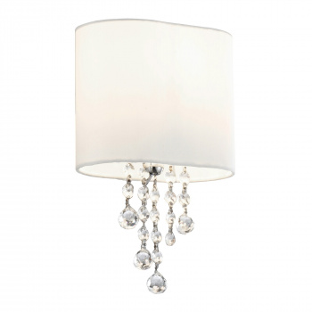 Svietidlá Searchlight - Nina Wall Light  - Chrome, Crystal & Fabric Shade | KÓD: 1051-1CC