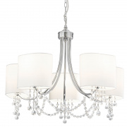 Nina 5Lt Pendant - Chrome, Crystal & White Shades