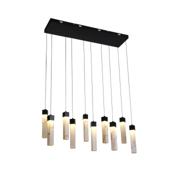 Svietidlá Searchlight - Moonbeam 10Lt Pendant, Black Metal & Marbleised Resin | KÓD: 10879-10BK