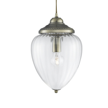 Svietidlá Searchlight - Moscow Pendant  - Antique Brass Metal & Ribbed Glass | KÓD: 1091AB