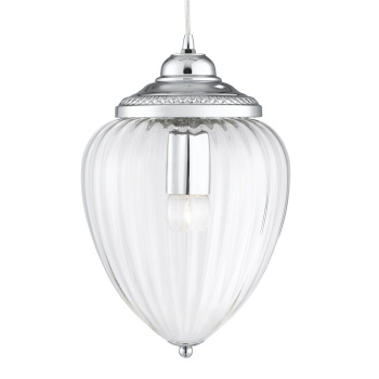 Svietidlá Searchlight - Moscow Pendant  - Chrome Metal & Ribbed Glass | KÓD: 1091CC