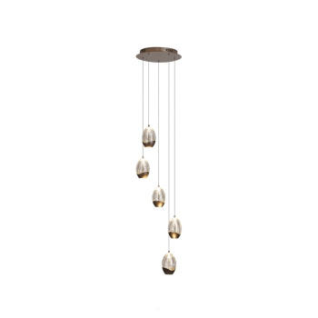 Svietidlá Searchlight - Seeds 5Lt Multi Drop Pendant, Latte Metal with Champagne Gla | KÓD: 11141-5LT