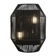 CHAPLIN RECTANGULAR LED WALL LIGHT, MATT BLACK - 400MM WITH PULL SWITCH