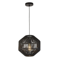 Wicker Pendant  - Matt Black Metal & Black Rope Shade - 11203-1BK 11203-1BK