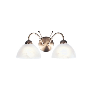 Svietidlá Searchlight - Milanese 2Lt Wall Light - Antique Brass & Alabaster Glass | KÓD: 1132-2AB