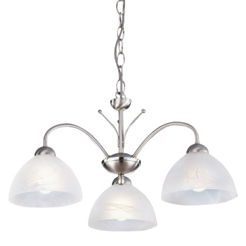 Svietidlá Searchlight - Milanese 3Lt Pendant - Satin Silver Metal & Alabaster Glass | KÓD: 1133-3SS