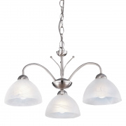 Milanese 5Lt Pendant- Satin Silver & Alabaster Glass