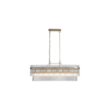 Svietidlá Searchlight - Lara 8Lt  Oval Pendant - Gold Metal & Clear Glass Rods | KÓD: 11400-8GO