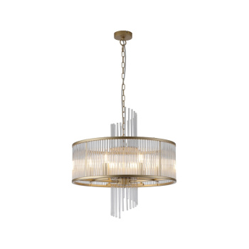 Svietidlá Searchlight - Lara 6Lt Pendant, Gold metal with clear glass rods | KÓD: 11600-6GO