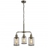 PIPES 3LT PENDANT, ANTIQUE BRASS WITH SEEDED GLASS