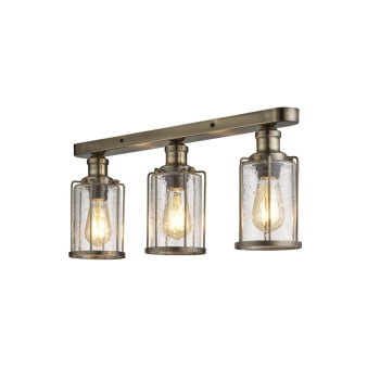Svietidlá Searchlight - Pipes 3Lt Flush - Antique Brass Metal & Seeded Glass | KÓD: 1263-3AB