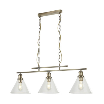 Svietidlá Searchlight - Pyramid 3Lt Pendant - Antique Brass & Glass Shades | KÓD: 1277-3AB