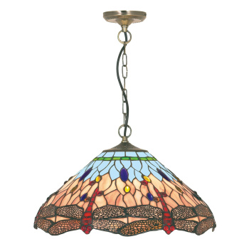 Svietidlá Searchlight - Dragonfly  Pendant  - Antique Brass Metal & Stained Glass | KÓD: 1283-16