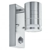 LED OUTDOOR & PORCH (GU10 LED) - 1LT PIR WALL BRACKET, STAINLESS STEEL, FROSTED GLASS