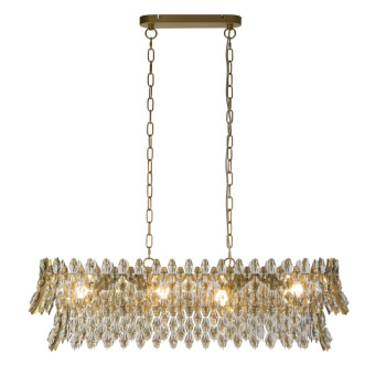 Svietidlá Searchlight - Monarch 8Lt Diner Bar Pendant - Gold with Clear Crystal | KÓD: 13323-8GO