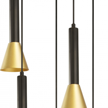 Svietidlá Searchlight - Signal 5Lt Multi-Drop Pendant - Black & Gold Metal | KÓD: 13611-5BGO