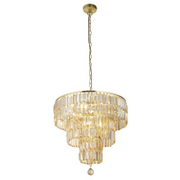 Empire 5Lt Pendant - Satin Brass Metal & Champagne Glass - 1375-5SB 1375-5SB