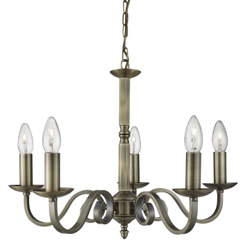 Svietidlá Searchlight - Richmond 5Lt Pendant - Antique Brass Metal | KÓD: 1505-5AB