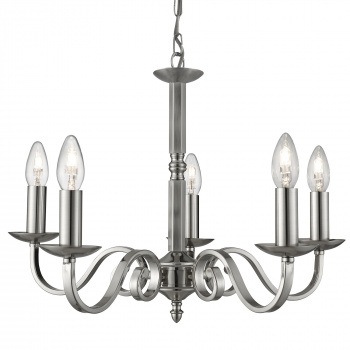 Svietidlá Searchlight - Richmond 5Lt Pendant - Satin Silver Metal | KÓD: 1505-5SS