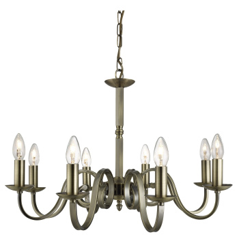 Svietidlá Searchlight - Richmond 8Lt Pendant - Antique Brass Metal | KÓD: 1508-8AB