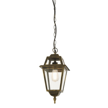 Svietidlá Searchlight - New Orleans Pendant Lantern,  Black Gold & Glass,IP44 | KÓD: 1526
