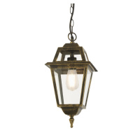 New Orleans Pendant Lantern,  Black Gold & Glass,IP44 - 1526 1526