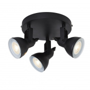 STAR 5LT FLUSH FITTING - BLACK WITH CLEAR GLASS PANELS