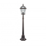 Capri 3Lt Outdoor Post - Aluminium, Rustic Brown & Glass