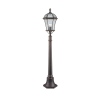 Capri Outdoor Post  -  Aluminium, Rustic Brown & Glass, IP23 - 1568 1568