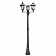 Capri 3Lt Outdoor Post - Aluminium, Rustic Brown & Glass