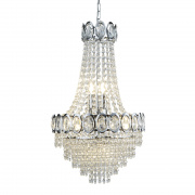 LOUIS PHILIPE CRYSTAL 6LT CHROME CHANDELIER WITH CLEAR GLASS  BEADS