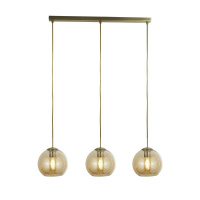 Balls  3Lt Bar Pendant - Antique Brass Metal & Amber Glass - 1623-3AM 1623-3AM