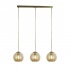 Balls 3Lt Bar Pendant - A Brass & Amber Glass